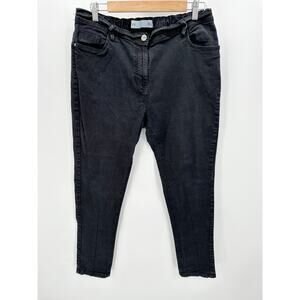 Anthology Jeans Women 16 LONG Black Denim Slim Stretch Waist Pockets